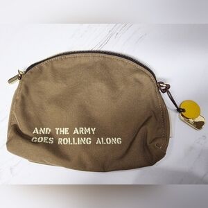 R. Riveter Khaki Toiletry Makeup Travel Bag with Army Print